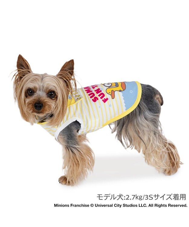 PET PARADISE ミニオン  ポケットクール タンクトップ 《アヒル浮き輪》 小型犬 ホワイト×イエロー