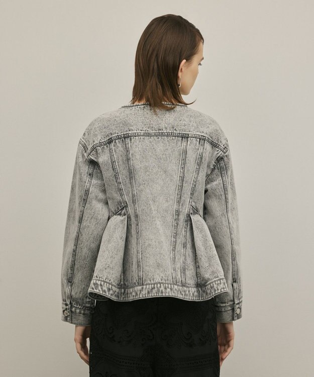 GRACE CONTINENTAL ペプラムデニムジャケット グレー