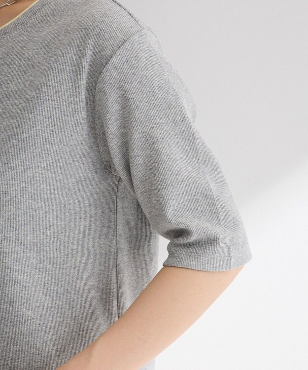 Green Parks 配色ヘンリーネック半袖プルオーバー Gray Mixture