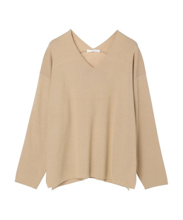 Green Parks 洗える　ミラノリブ編みニットプルオーバー Gray Beige