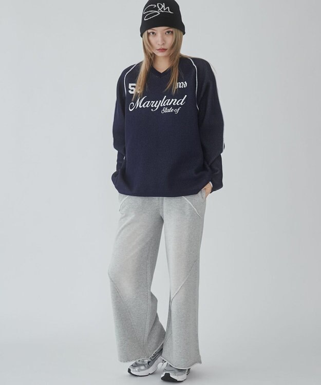 WEGO 【ユニセックス着用ITEM】ゲームロゴメッシュジャガードプルオーバー ネイビー