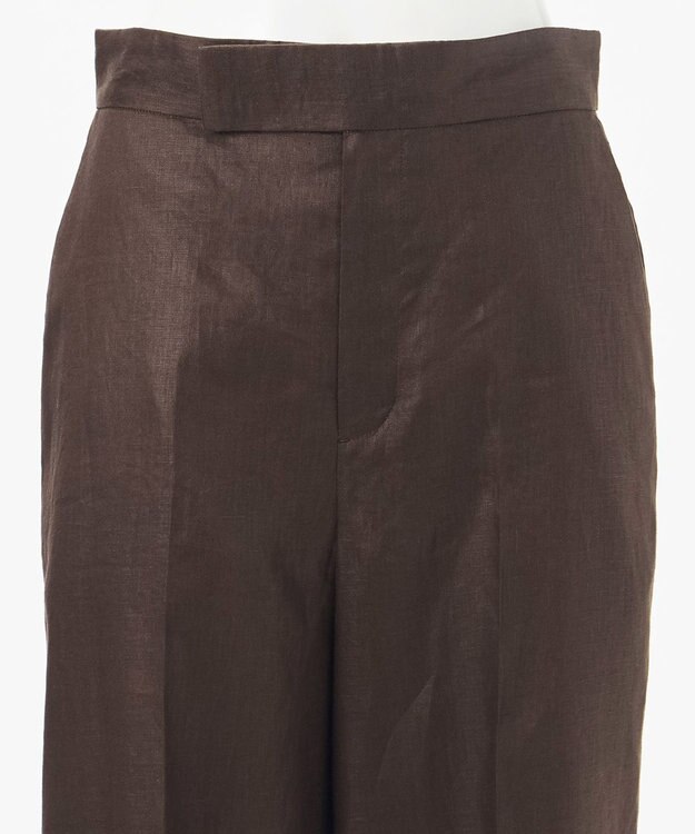 23区 【エステータ】チンツリネン ストレート ワイドパンツ ダークブラウン系