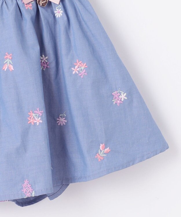 ANY KIDS フラワー 刺繍 キュロット デニムブルー