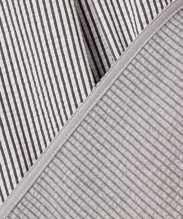 J.PRESS LADIES 【一枚で着映え】サッカージャージー バンドカラー カットソー スレートブラウンストライプ系1