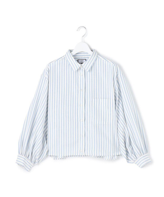 J.PRESS YORK STREET 【WOMEN】ストライプショート ブラウス サックスブルー系1