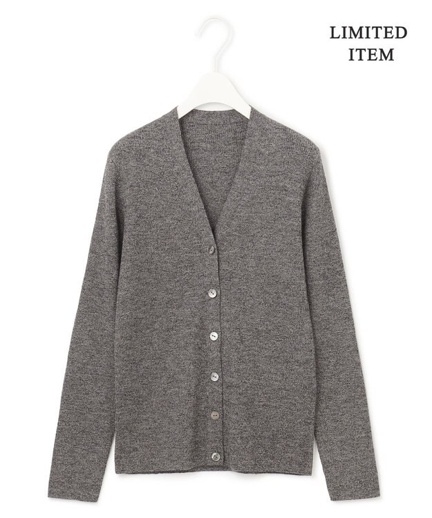 ICB 【WEB限定・洗える】エクストラファインメリノ リブニットカーディガン チャコール系