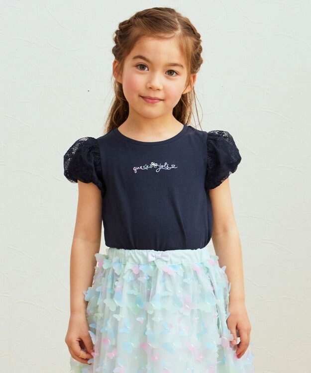 ANY KIDS 袖 チュール Ｔシャツ ネイビー