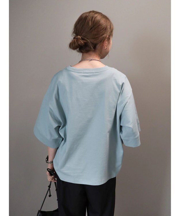 AMERICAN HOLIC 接触冷感ＳＺ５分袖カットプルオーバー Sax