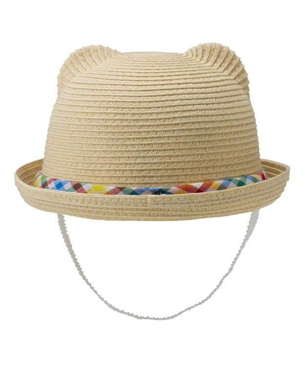 MIKI HOUSE HOT BISCUITS 【44-48cm】 麦わら風 くまみみ ハット ベージュ