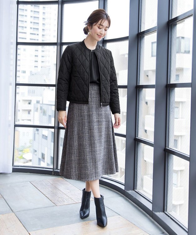 Tiaclasse L コンパクトなシルエットのキルティングショートコート ブラック