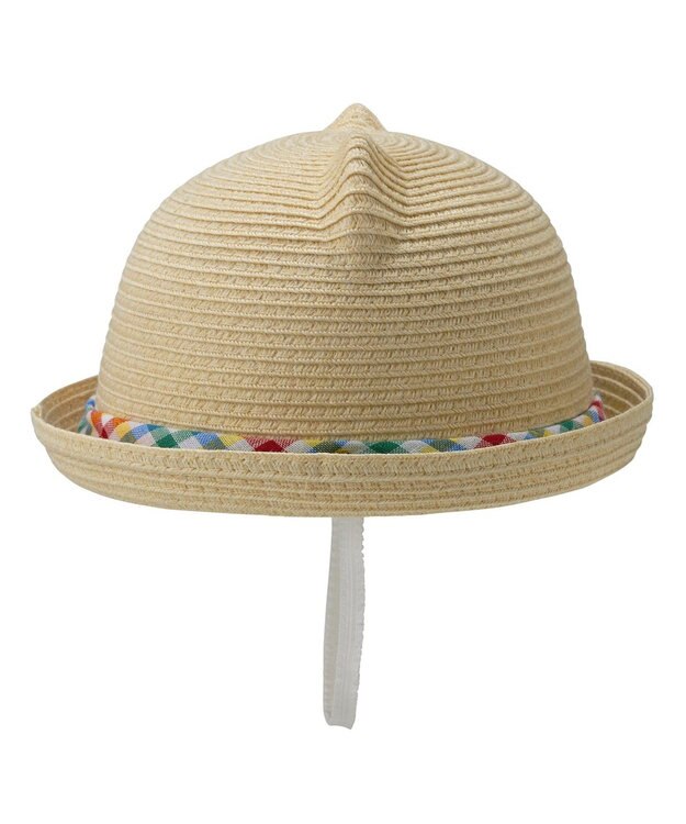 MIKI HOUSE HOT BISCUITS 【44-48cm】 麦わら風 くまみみ ハット ベージュ