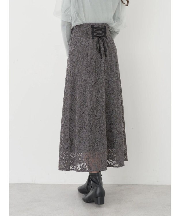 earth music&ecology モールレーススカート Charcoal Gray