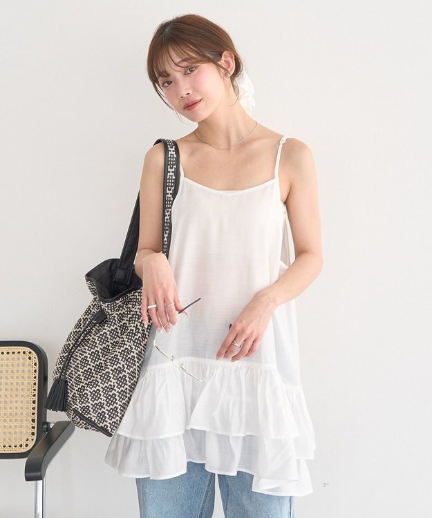 earth music&ecology ティアードフリルヘムキャミソール Off White