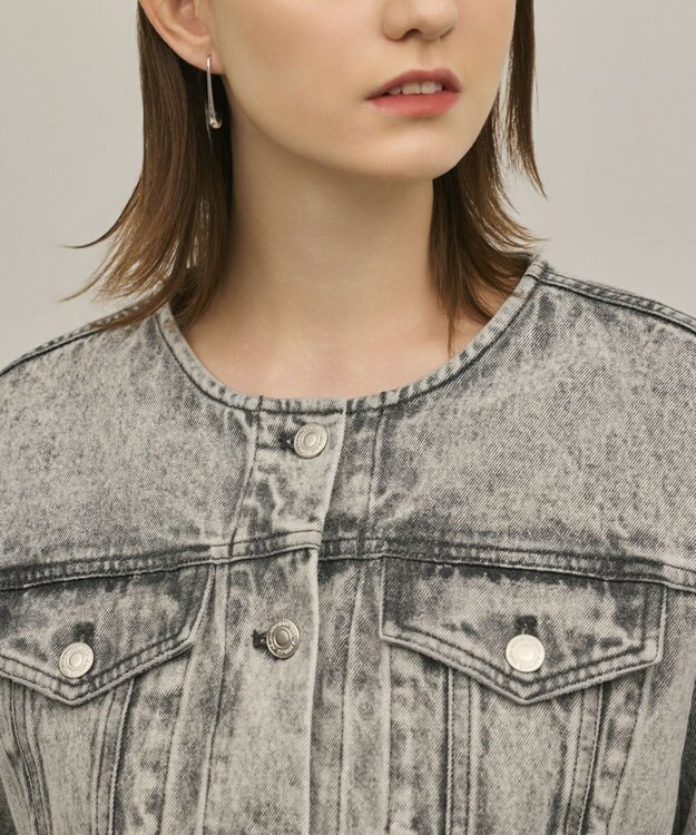 GRACE CONTINENTAL ペプラムデニムジャケット グレー