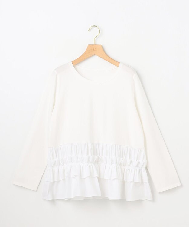 組曲 S 【先行予約】フリルシャツコンビ ロングTシャツ ホワイト系