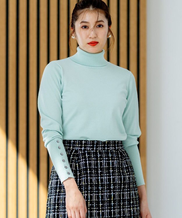 組曲 ルーズフィットタートル ニット グリーン系