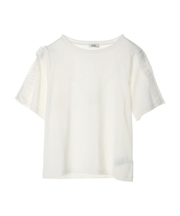 earth music&ecology チュールフリルプルオーバー Ivory