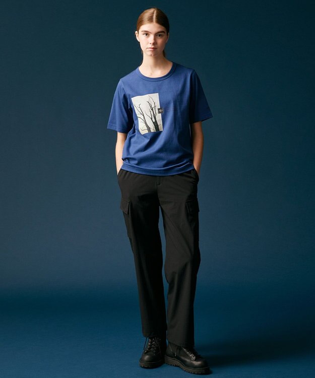 JOSEPH ABBOUD MOUNTAIN 【秋カラー/JAPANファブリック/吸水速乾】プレーティング天竺  アウトドアフォト Tシャツ ネイビー系