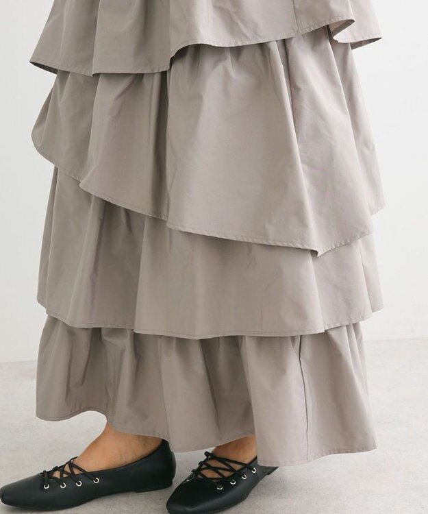 Green Parks ・ＥＬＥＮＣＡＲＥ　ＤＵＥ　ランダムティアードスカート Gray Beige