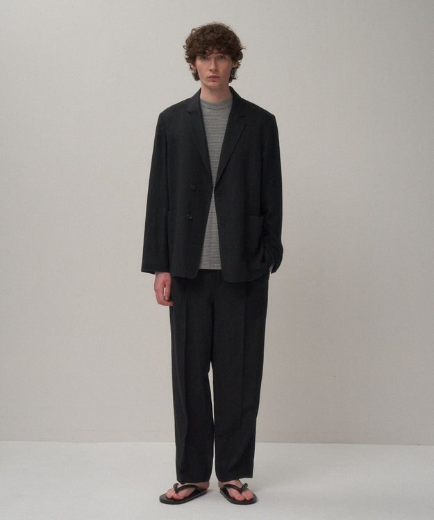 ATON TWIST WOOL LINEN | スタンダードパンツ - UNISEX CHARCOAL TOP