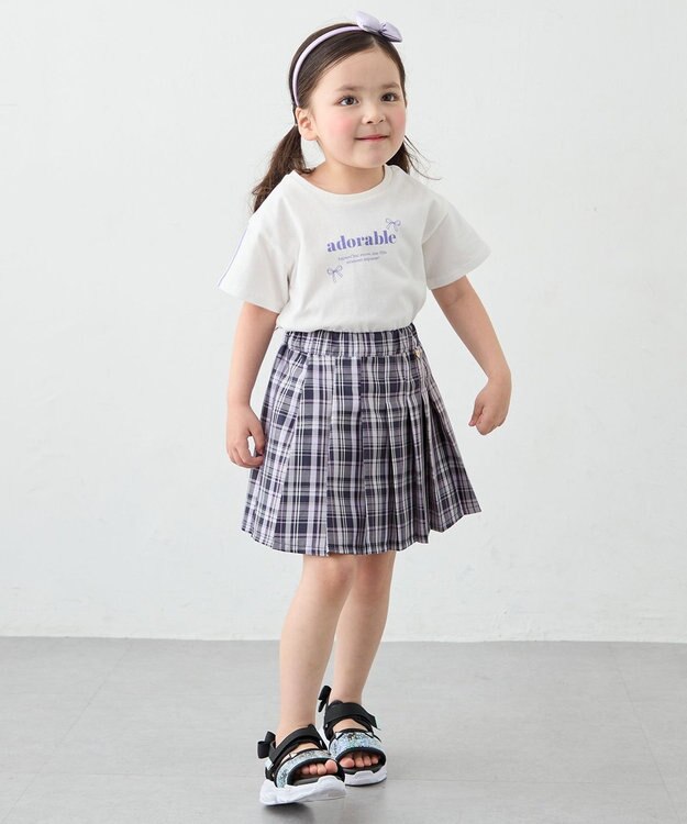 ANY KIDS チェックプリーツスカパン ネイビー