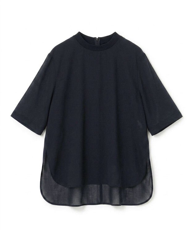 BEIGE， MOYE / スカーフ付き ハーフスリーブブラウス Navy