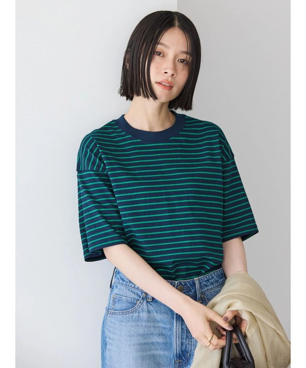 AMERICAN HOLIC ボーダーショートカットプルオーバー Navy