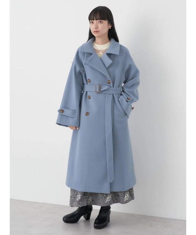 earth music&ecology ２ｗａｙカラーロングコート Blue