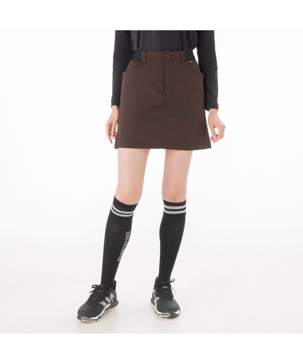 ZERO HALLIBURTON 【防透け加工】アンチシースルースカート 82751 洗濯可能 撥水 ストレッチ素材 ゴルフ ZHG-W11b ブラウン