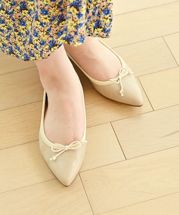 nouvelleRobe Oū 新色追加【本革・高反発】Pointed ポインテッドトゥ バレエシューズ ベージュ