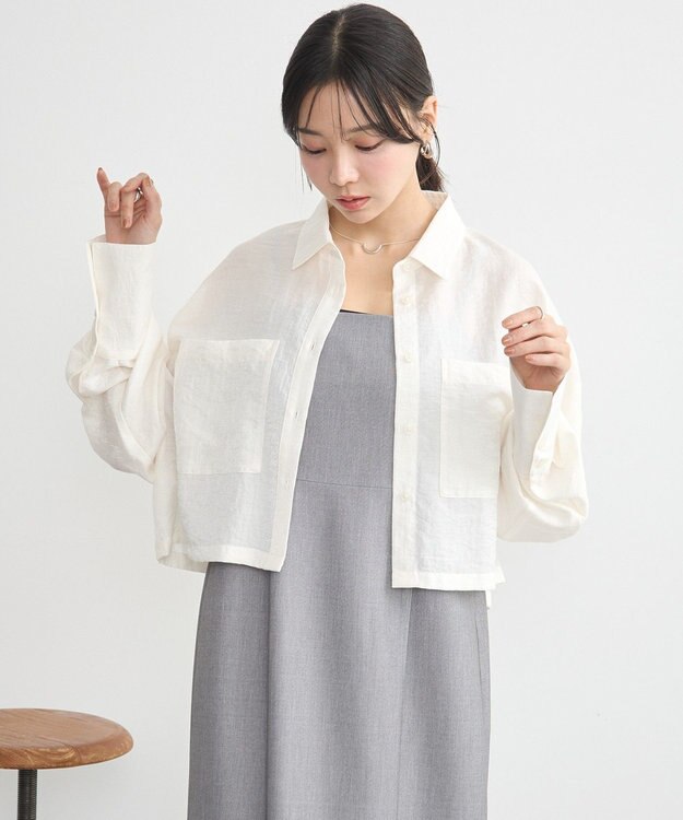 earth music&ecology Ｗポケットショートシャツ Off White