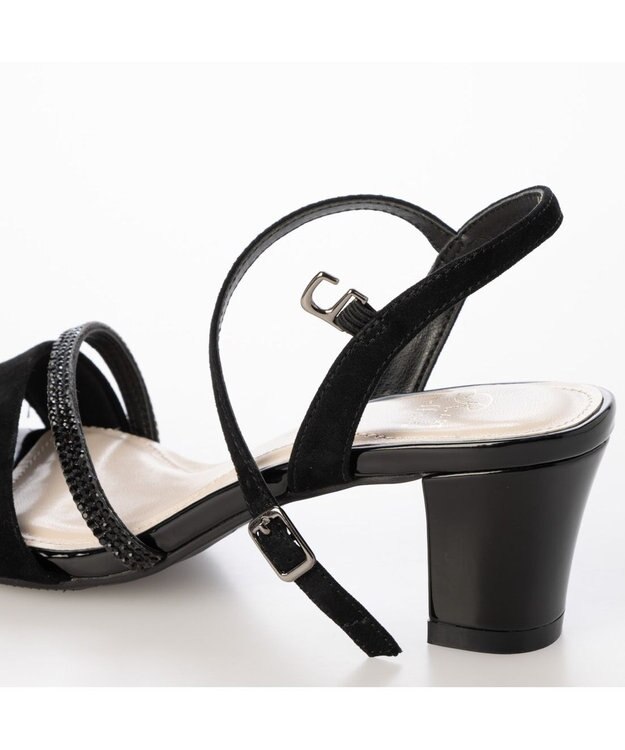 Riz raffinee <Riz raffinee>ラインストーンデザインサンダル ブラックメタリック