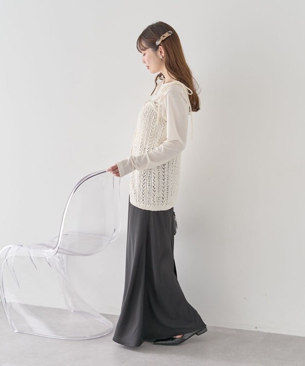 earth music&ecology 【予約】透かし編みニットキャミビスチェ アイボリー