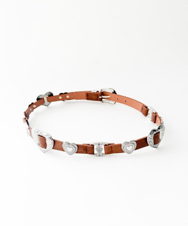 WEGO Lハートコンチョデザインベルト ブラウン