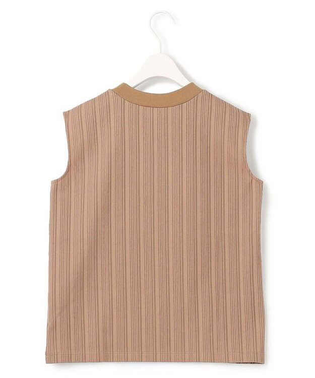 ICB 【洗える】 ランダムストライプリップル プルオーバー レディッシュブラウン系