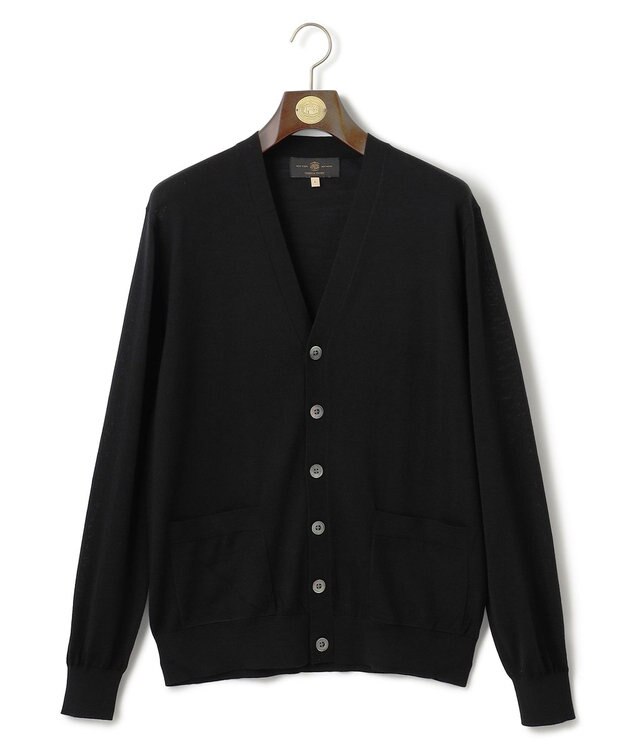 J.PRESS MEN オメガツイスト ハイゲージ ニットカーディガン ブラック系
