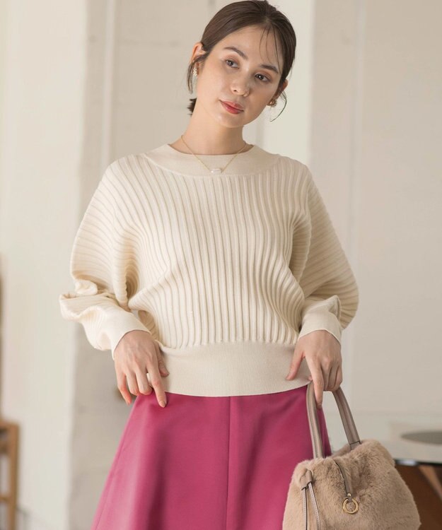 組曲 【手洗い可】ELENAスパンコールドルマン ニット アイボリー系