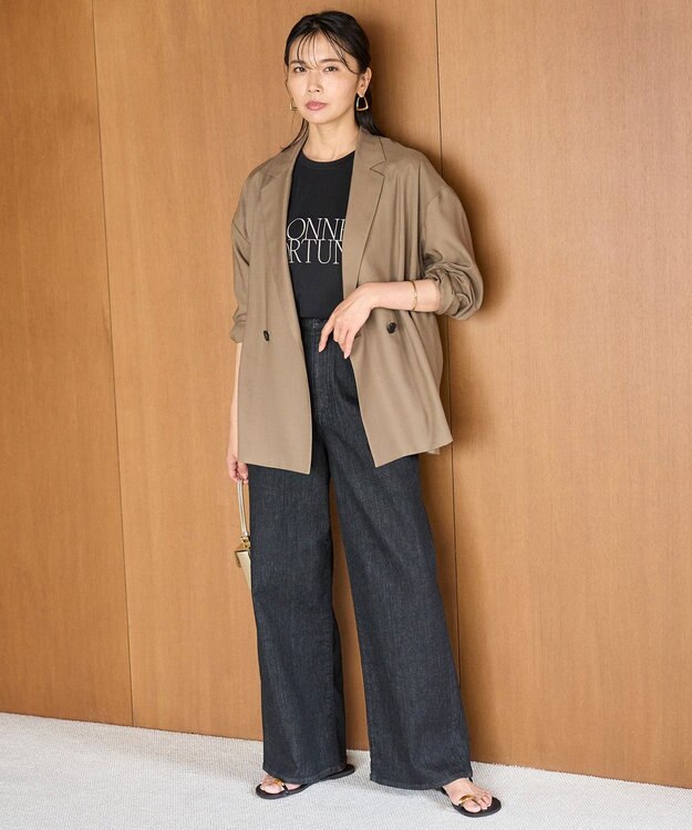 UNFILO 【UNFILO DENIM】撥水ストレッチ ワイドストレートデニム ブラック