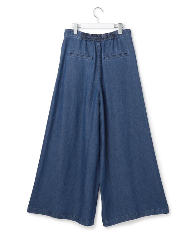 ICB L ナチュラルソフトデニム タックワイドパンツ バイオデニム