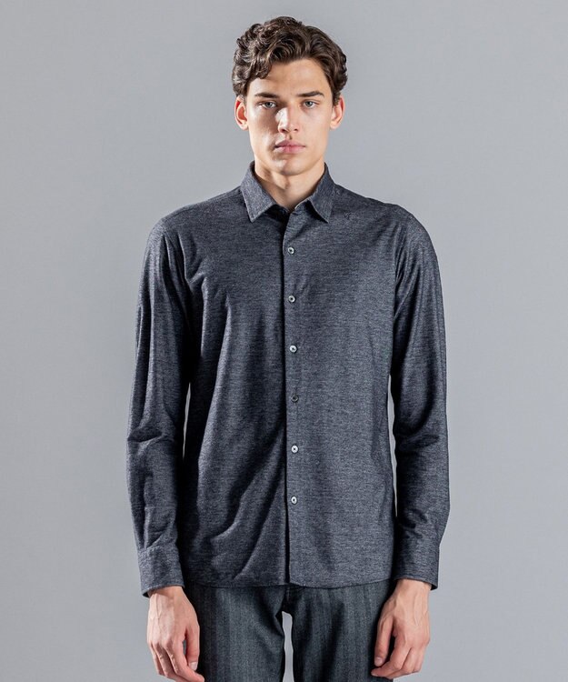 JOSEPH HOMME ツイルネルジャージー　レギュラーカラーシャツ グレー系