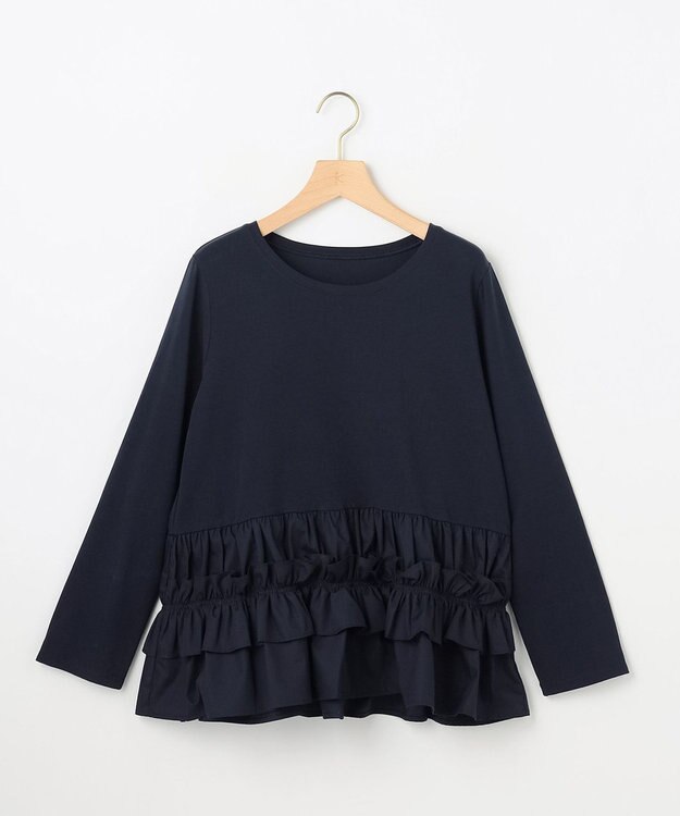 組曲 【先行予約】フリルシャツコンビ ロングTシャツ ネイビー系