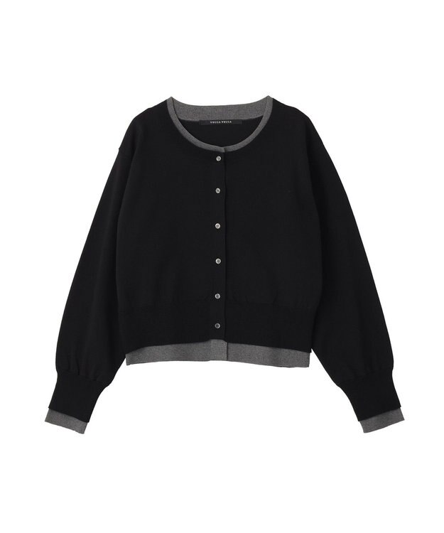 YECCA VECCA 2wayレイヤードクルーネックカーディガン Black
