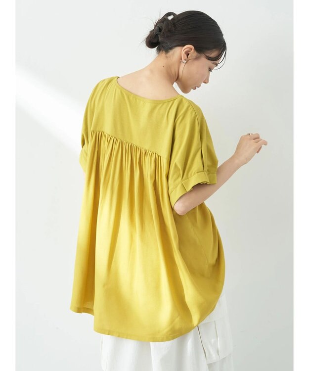 earth music&ecology ドロストギャザードッキングＴシャツ Yellow