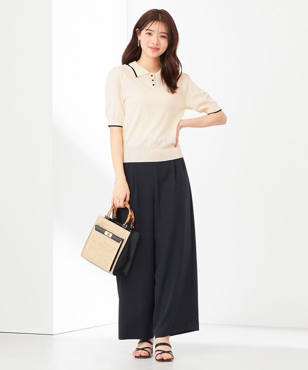 ANY SIS 【洗える】バイカラー ポロニット アイボリー