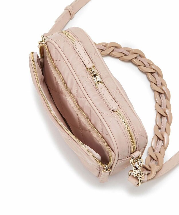 TOPKAPI 【TREASURE TOPKAPI】キルティング アクリルチェーン付 ショルダー バッグ ペールベージュ