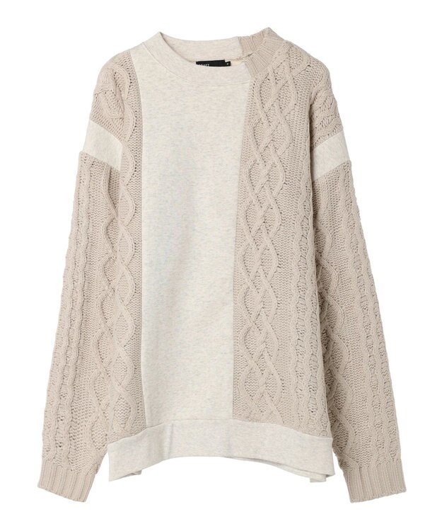 CRAFT STANDARD BOUTIQUE ケーブルニット切り替え裏起毛スウェット Oatmeal