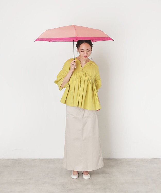 MOONBAT 【雑誌掲載Oggi7月号】Magical tech(マジカルテック) 超軽量 折りたたみ傘 65g 50cm ヘムボーダー UV ローズピンク