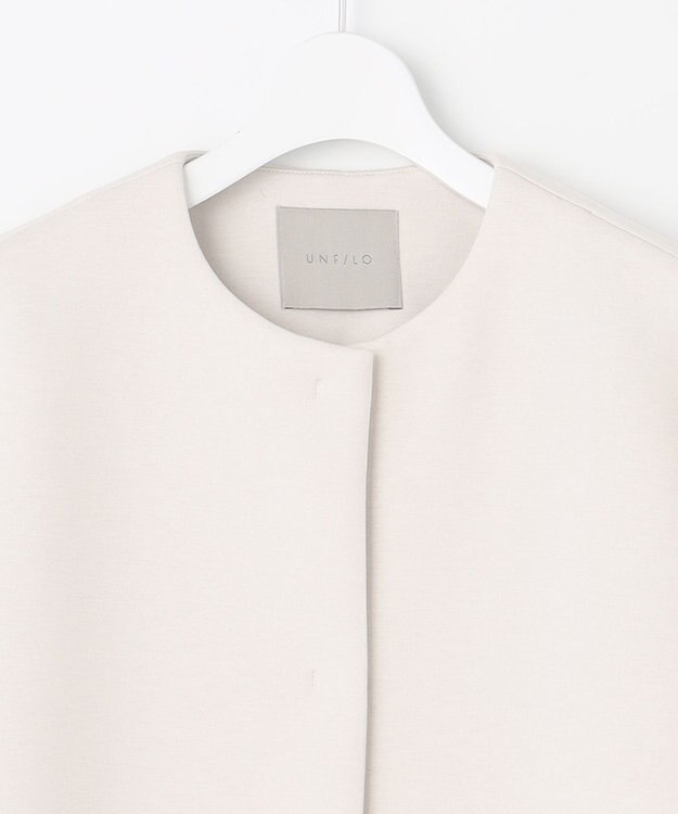 UNFILO 【洗える/シワになりにくい】ダブルフェイスジャージー　ノーカラー エクリュ