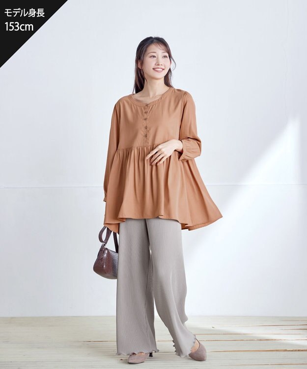 Tiaclasse 【新色追加・洗える】プリーツパンツ グレージュ