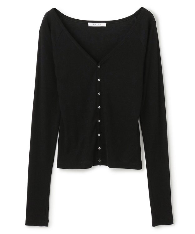 BEIGE， 【洗える・BAILA 10月号掲載】MARINO / 2WAYリブコンパクトカーディガン Black